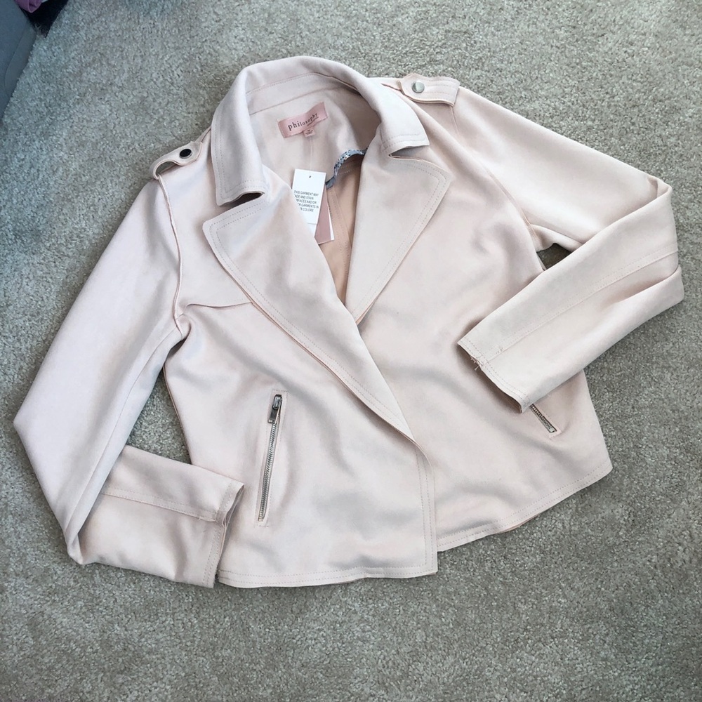 Philosophy Republic Clothing Faux Leather Moto Jacket Blush Pink Size Medium - Picture 4 of 15